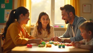 Ouders met kinderen in spel