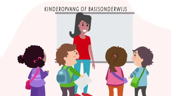 tekening van docent met leerlingen